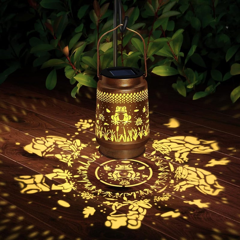 ostritec Christmas Gifts Solar Lanterns Outdoor Waterproof Hanging Solar Lights, Frog Garden Decor Birthday Gifts for Women Mom, Hanging Metal Garden Lights for Yard Patio Lawn Landscape Women Gifts - Image 2
